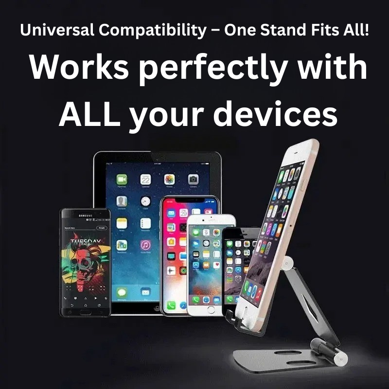 Dual Folding Phone Stand – Portable Desktop Holder Cradle Dock Compatible With All Phones & Tablets