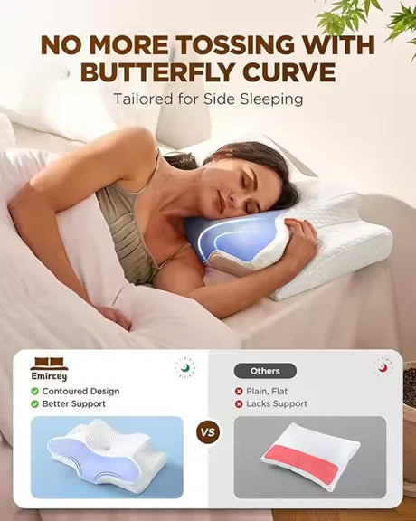 Cervical Neck Pillow for Pain Relief – Cooling, Odorless Memory Foam with Ergonomic Butterfly Shape