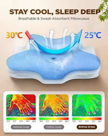 Cervical Neck Pillow for Pain Relief – Cooling, Odorless Memory Foam with Ergonomic Butterfly Shape