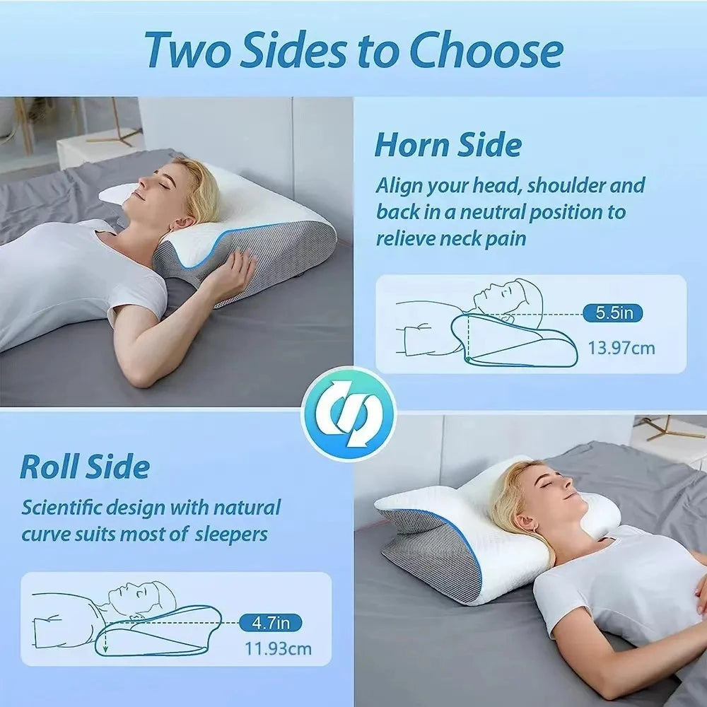 Cervical Neck Pillow for Pain Relief – Cooling, Odorless Memory Foam with Ergonomic Butterfly Shape