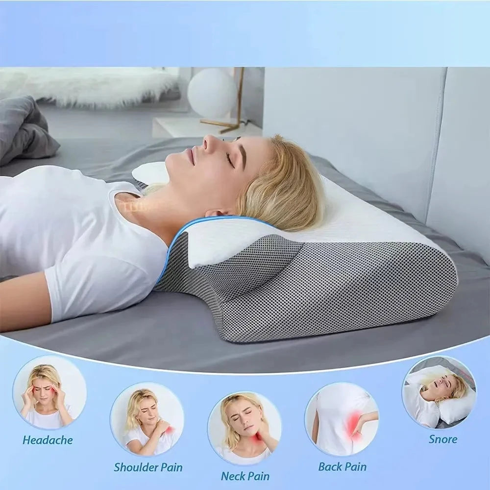 Cervical Neck Pillow for Pain Relief – Cooling, Odorless Memory Foam with Ergonomic Butterfly Shape