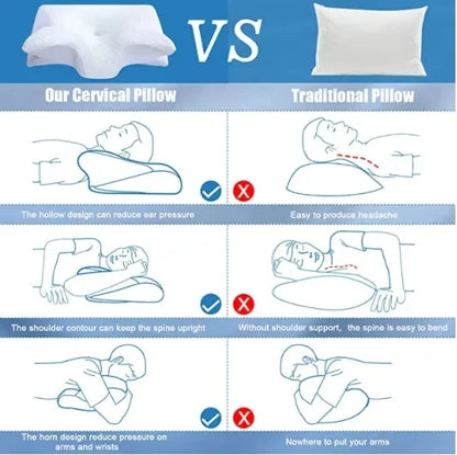 Cervical Neck Pillow for Pain Relief – Cooling, Odorless Memory Foam with Ergonomic Butterfly Shape