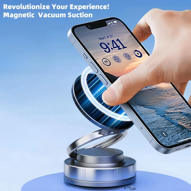 360° Rotating Magnetic Phone Mount with Vacuum Suction