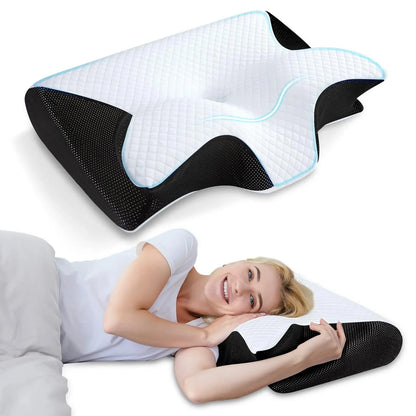 Cervical Neck Pillow for Pain Relief – Cooling, Odorless Memory Foam with Ergonomic Butterfly Shape